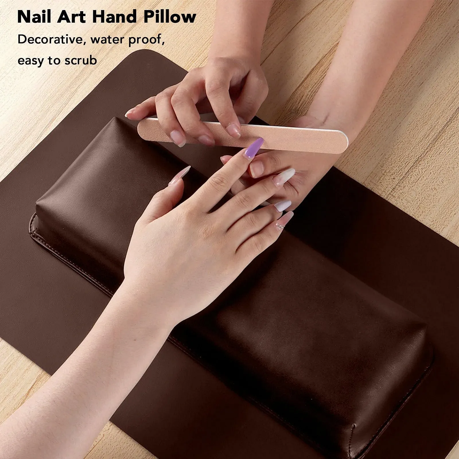 Подставка для рук Nagel-Tech, кожа PU, пена с памятью, прямоугольная эргономичная, фото №6