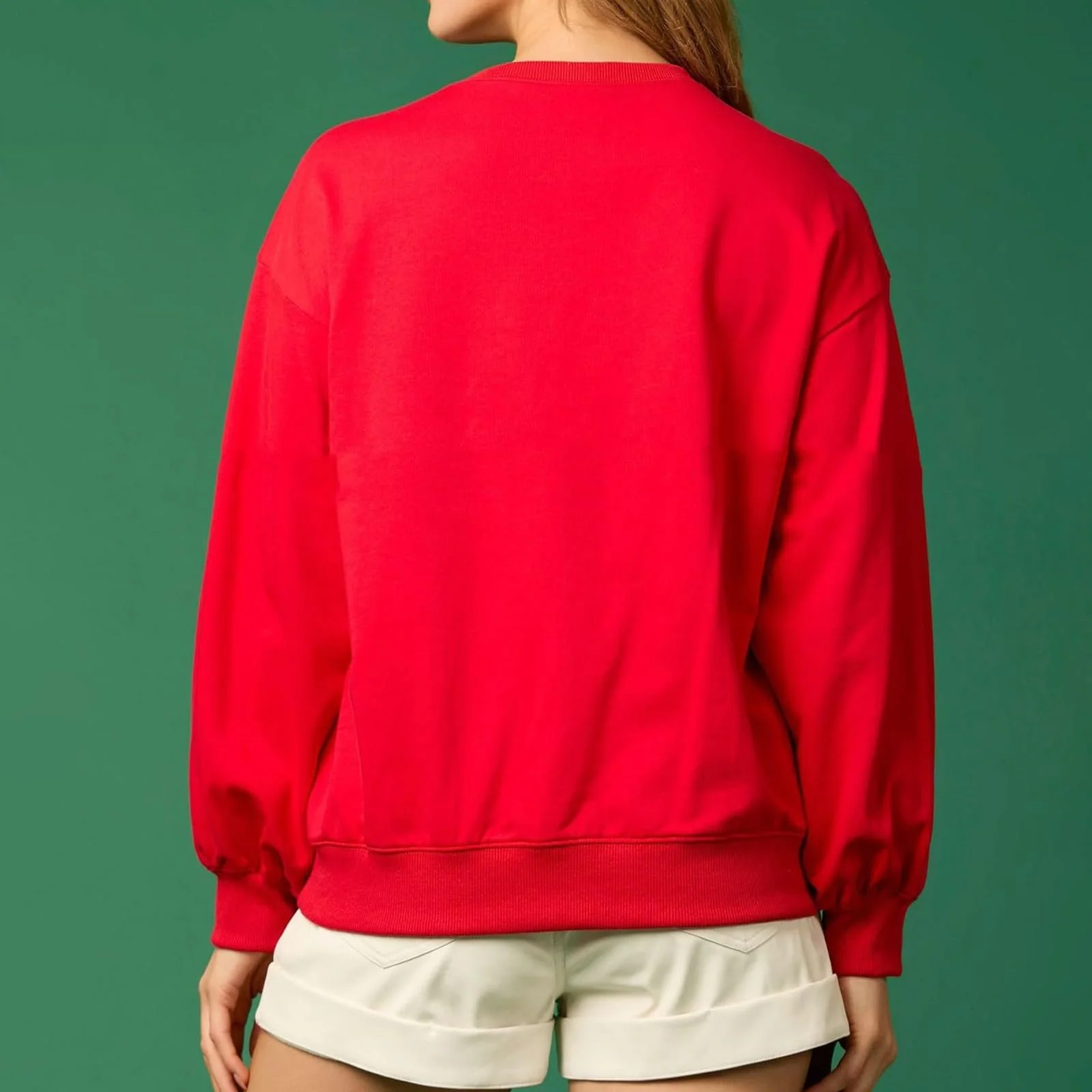 Уютный Рождественский Свитшот 2025, Женский Свитшот для Отпуска, Oversize Свитшот для Женщин, Бант, Круглый Вырез, Длинные Рукава, Пуловер, Эстетичная Винтажная Одежда, Блузка, фото №4