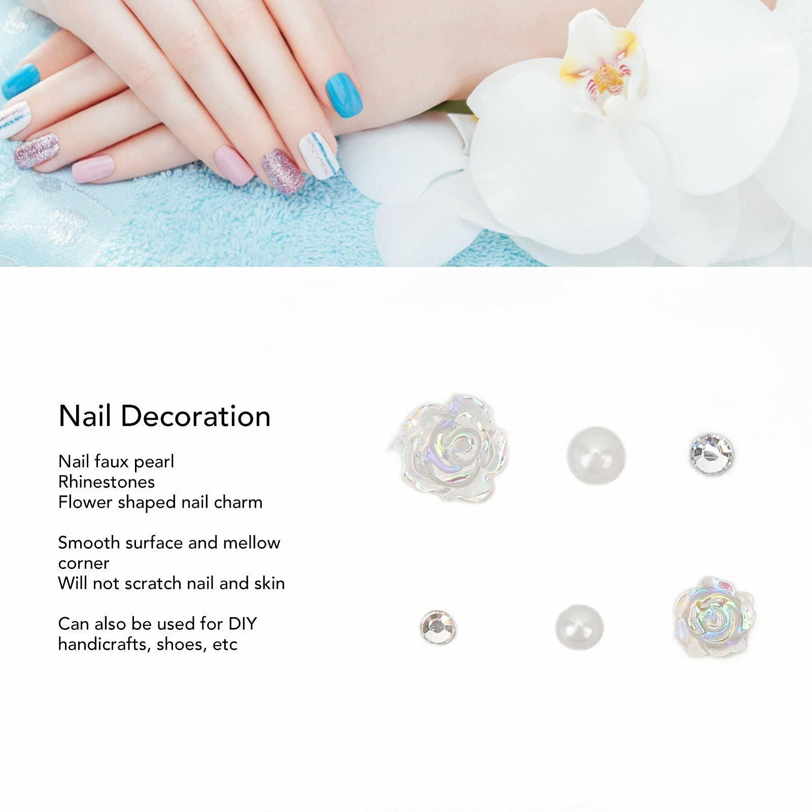 Жемчуг для дизайна ногтей Форма Цветка Набор для DIY украшений ногтей 3 коробки ABS материал, фото №3
