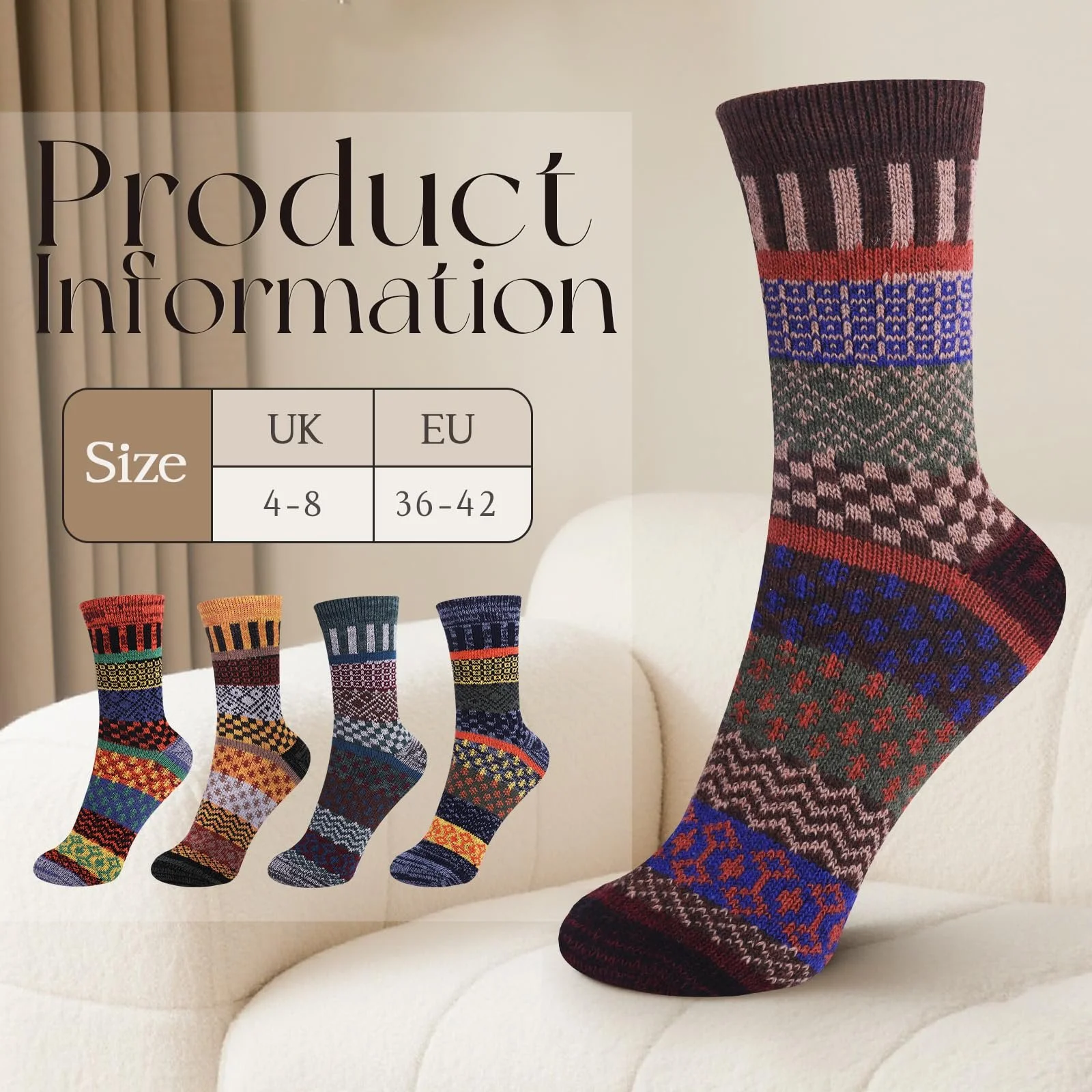 Шкарпетки з мериносової вовни, один розмір, фото №4