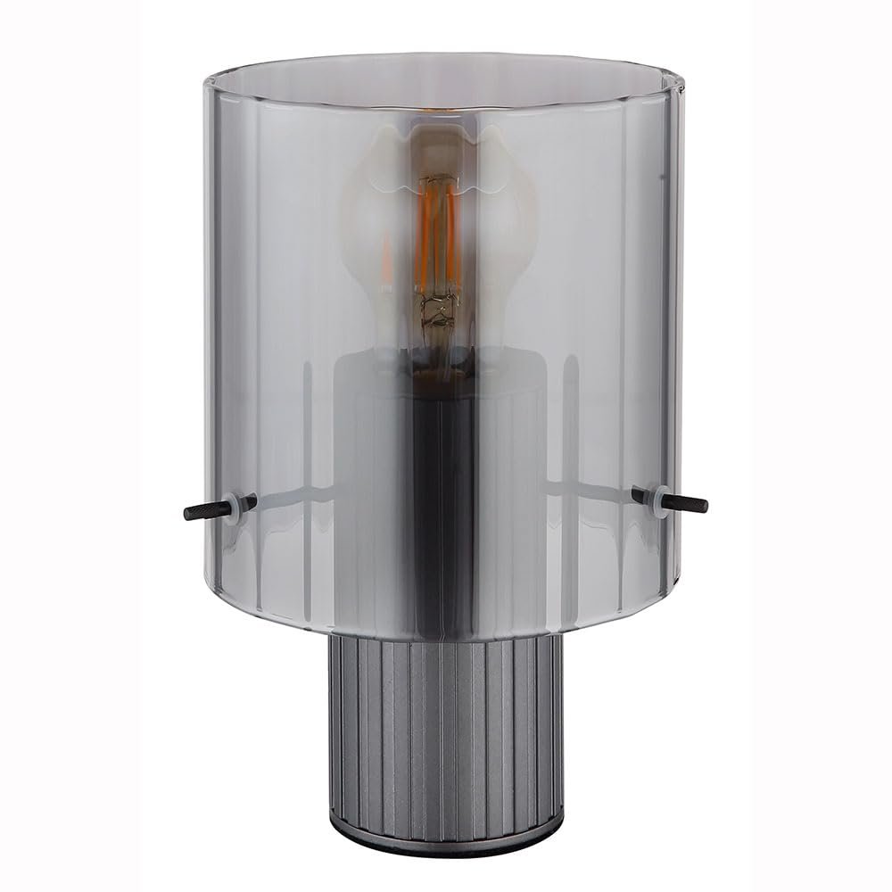 Настольная лампа Globo Smoky Glass Grooves E27 22 см Dark Grey, фото №6