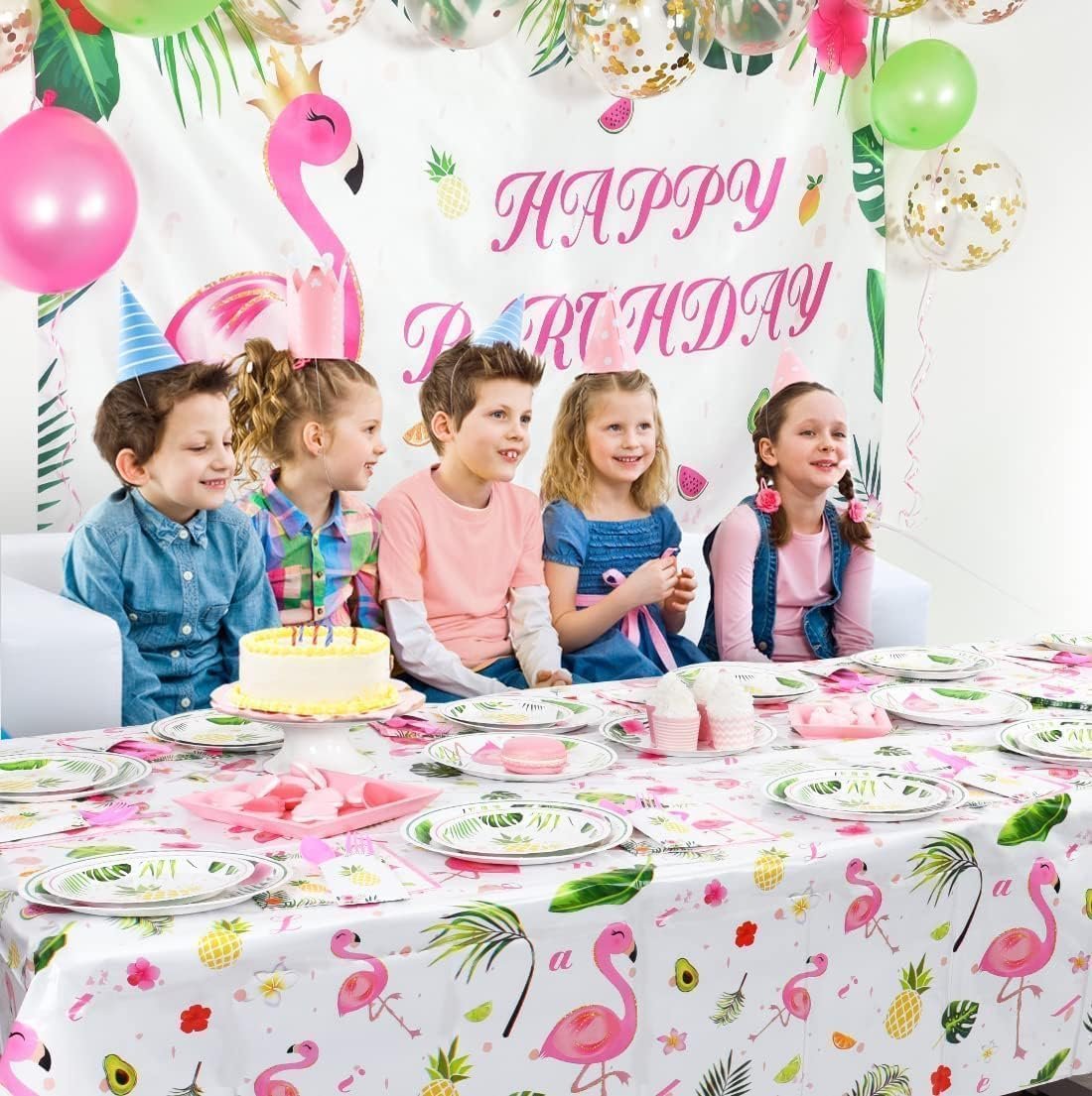 Скатерть WERNNSAI Flamingo Birthday Decoration 274 x 137 см, фото №7