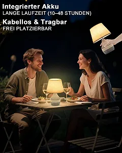 Настільна лампа керамічна бездротова таймер димер лляний плафон пульт ДК акумуляторна synthetic.ua - Фото 1