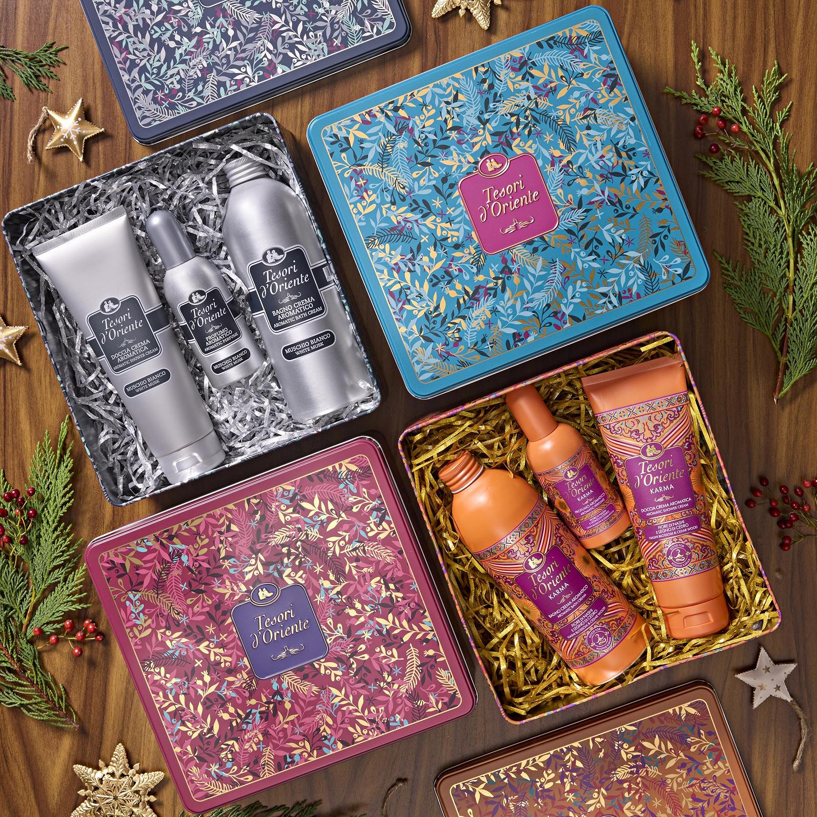 Подарунковий набір Tesori d'Oriente Karma Гель для душу 500 мл, гель для душу 250 мл та парфум 100 мл у металевій коробці, фото №5