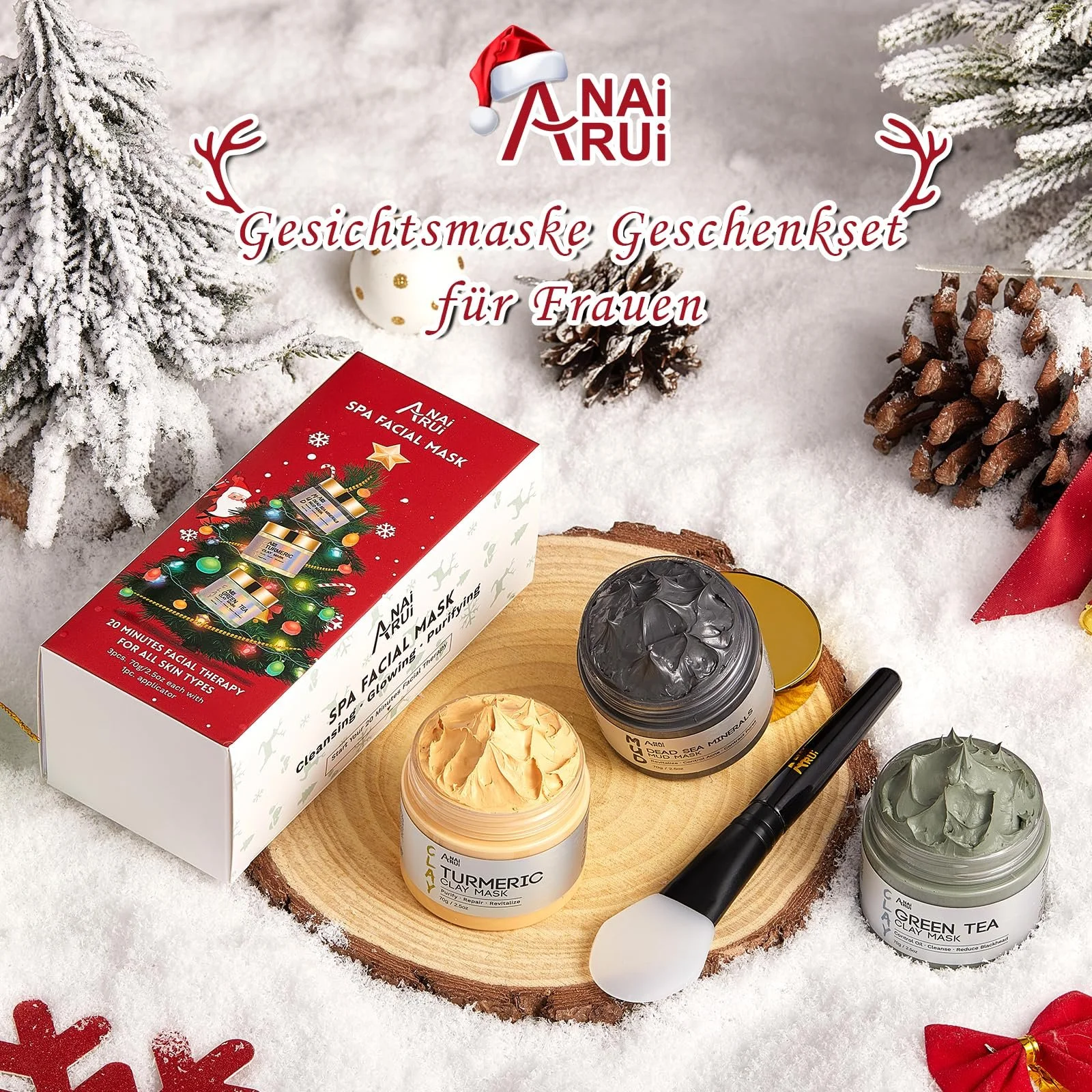 Маска для обличчя ANAiRUi Набір Різдво 70 г x 3 шт, Маска для обличчя з куркумою, фото №2