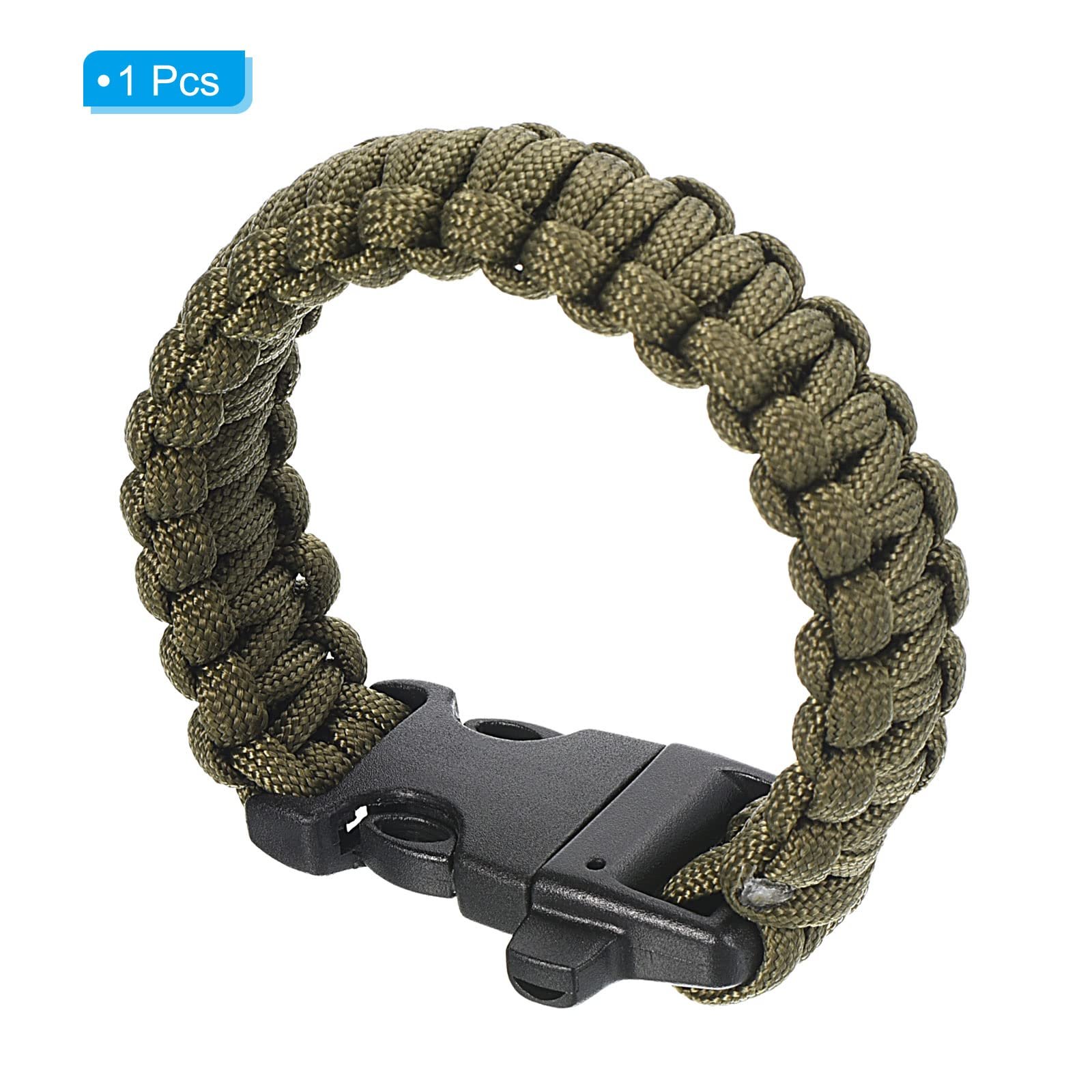 Браслет Paracord Survival PATIKIL Плетений з пластиковою пряжкою Темно-зелений, фото №3
