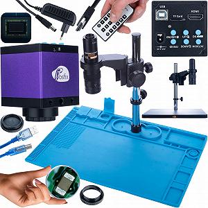 Цифровой микроскоп Rosfix Earth Pro MCEP-0.5X с HDMI/USB-камерой 14 МП и антистатическим силиконовым ковриком 480×320 мм | 7–45× увеличение | C-Mount | для лабораторий и электроники - Фото 1