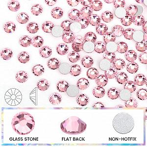 Стрази Novani Crystal Rhinestones, плоскі, 1440 штук, скляні, для одягу, взуття, рукоділля,SS12, рожеві synthetic.ua - Фото 1