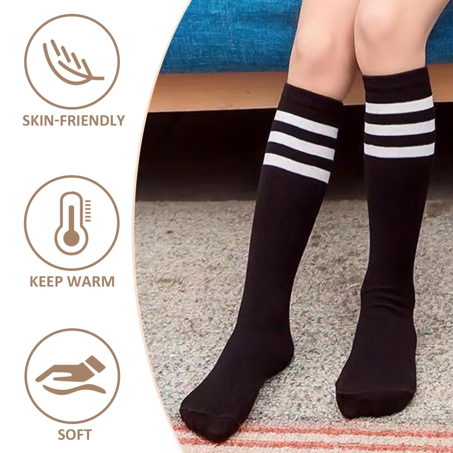 Шкарпетки Гольфи в смужку для черлідінгу (3 пари), фото №4