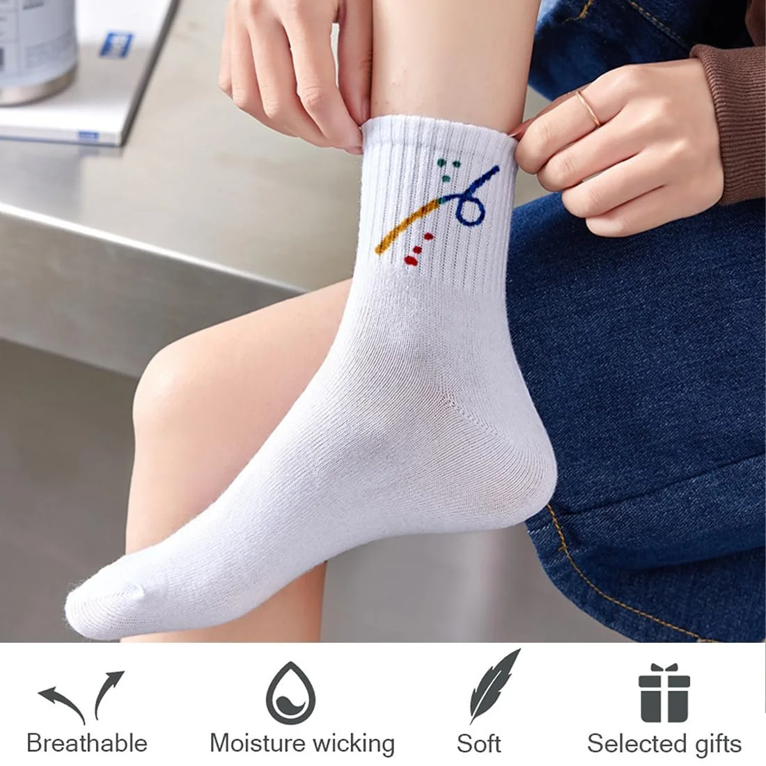 Шкарпетки тенісні Білі EU 39-42, 5 пар, фото №4