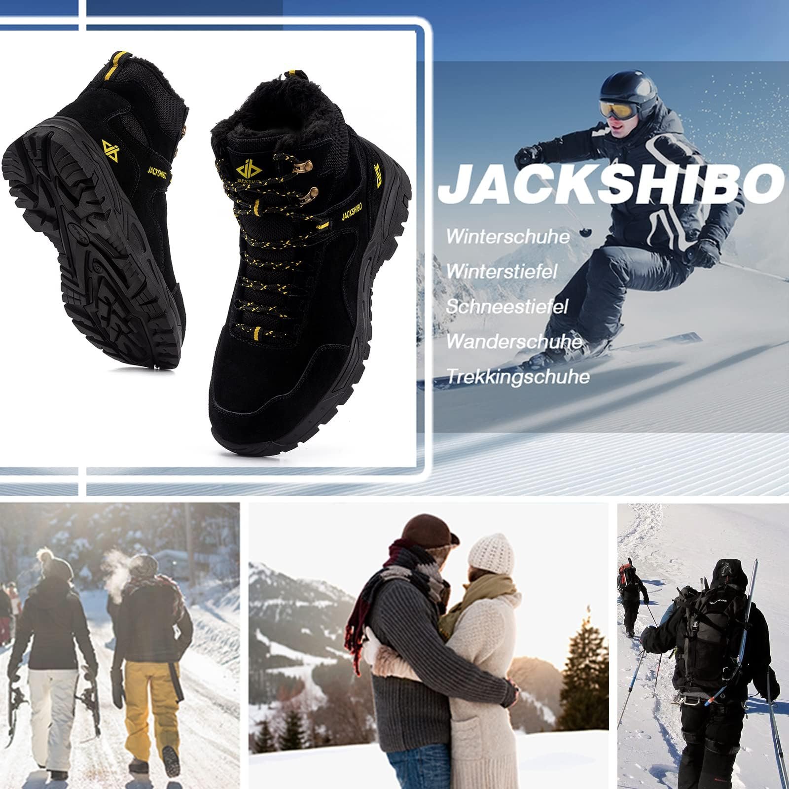Зимние Ботинки JACKSHIBO Без Пола Водонепроницаемые Нескользящие Снежные Ботинки для улицы, фото №6