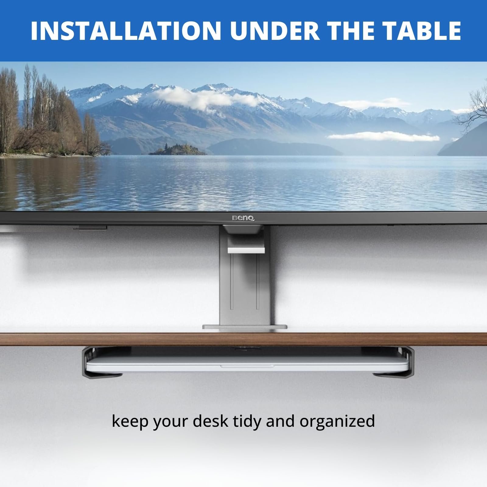 Універсальне кріплення для ноутбука для настінного та підстільного монтажу - регульований кронштейн для пристроїв товщиною до 26 мм, фото №6