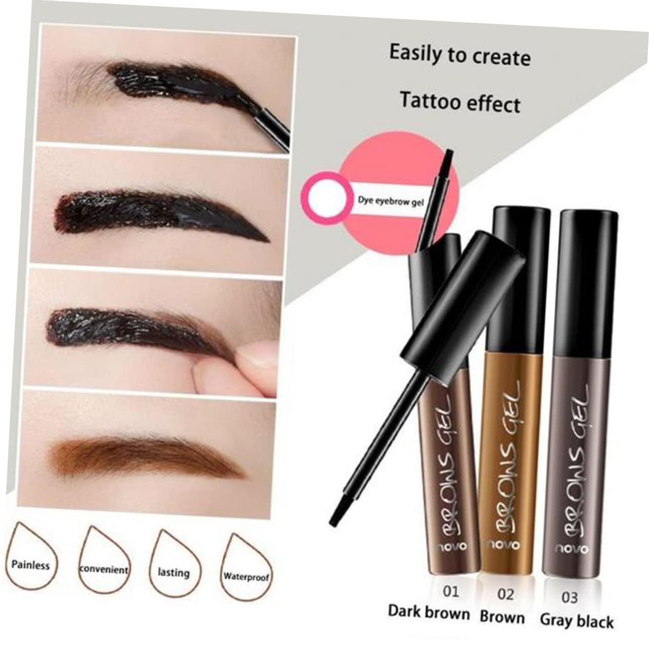 Гель для брів minkissy Кольорування Татуаж Макіяж Олівець Пудра Plain Набір 2 шт., фото №5