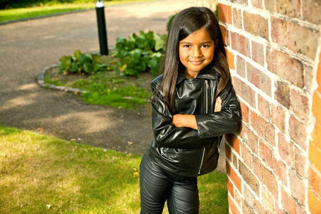 Кожаная куртка Infinity Leather Детская дизайнерская 100% кожаная куртка на молнии Мотоциклетные пальто (1-13 лет), фото №6