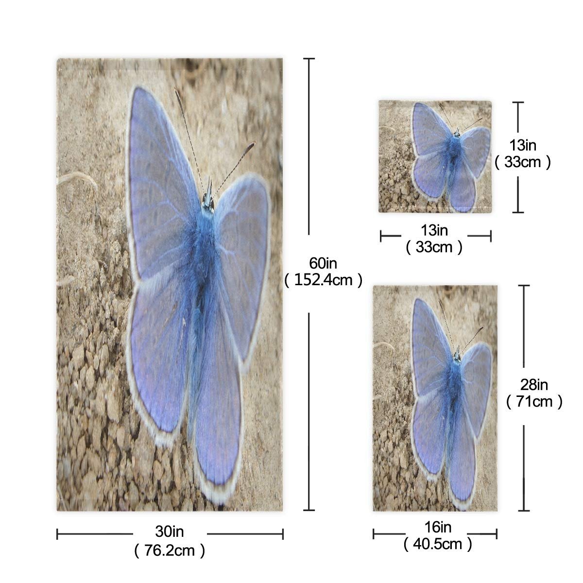 Набір рушників Blauer Schmetterling Kunst 100% бавовна (1 банний рушник, 1 рушник для рук, 1 серветка) синій, фото №3