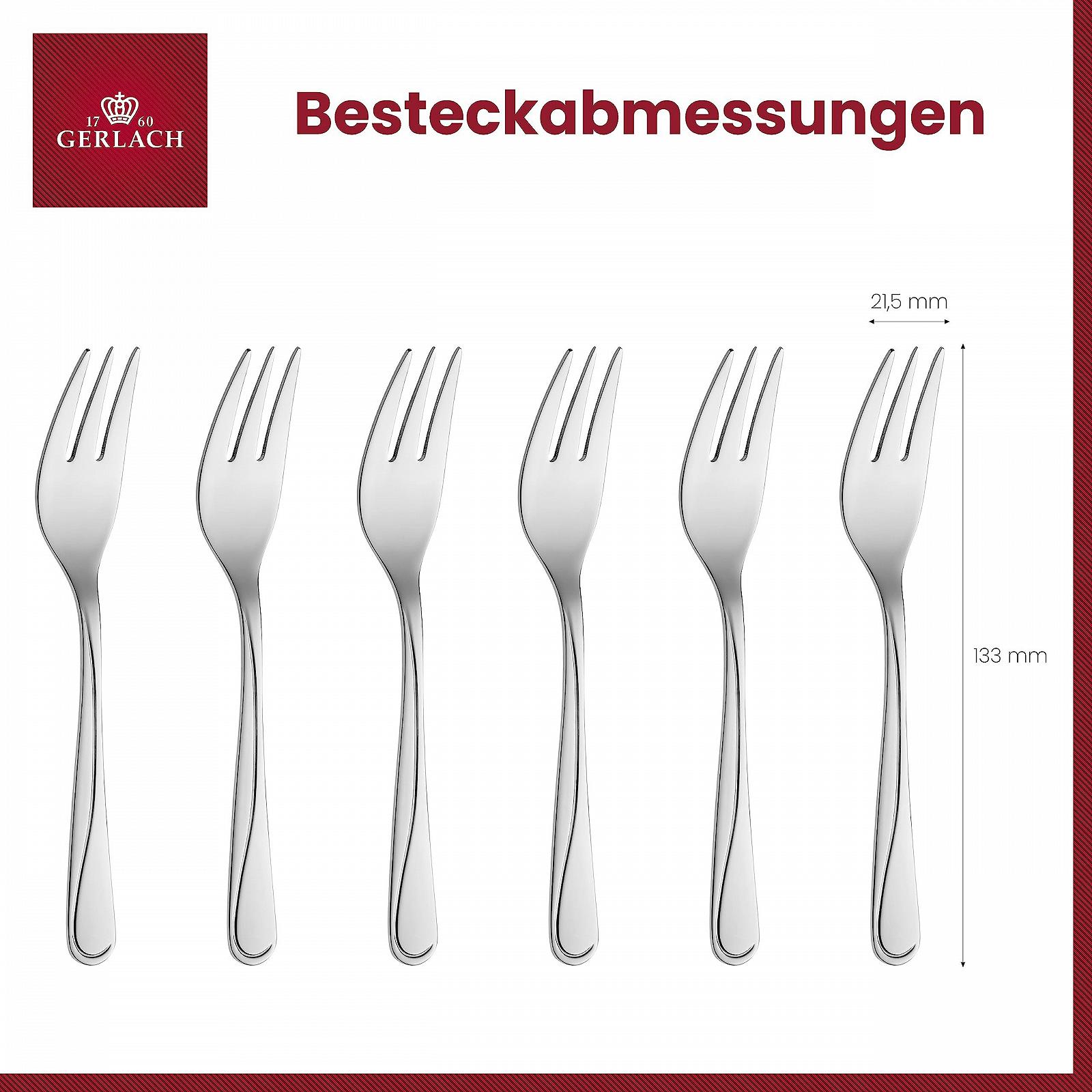Вилка для торта Gerlach 1760 Mango, набор 6 штук, нержавеющая сталь, серебристый, фото №3 Вилка для торта Gerlach 1760 Mango, набор 6 штук, нержавеющая сталь, серебристый, фото №3