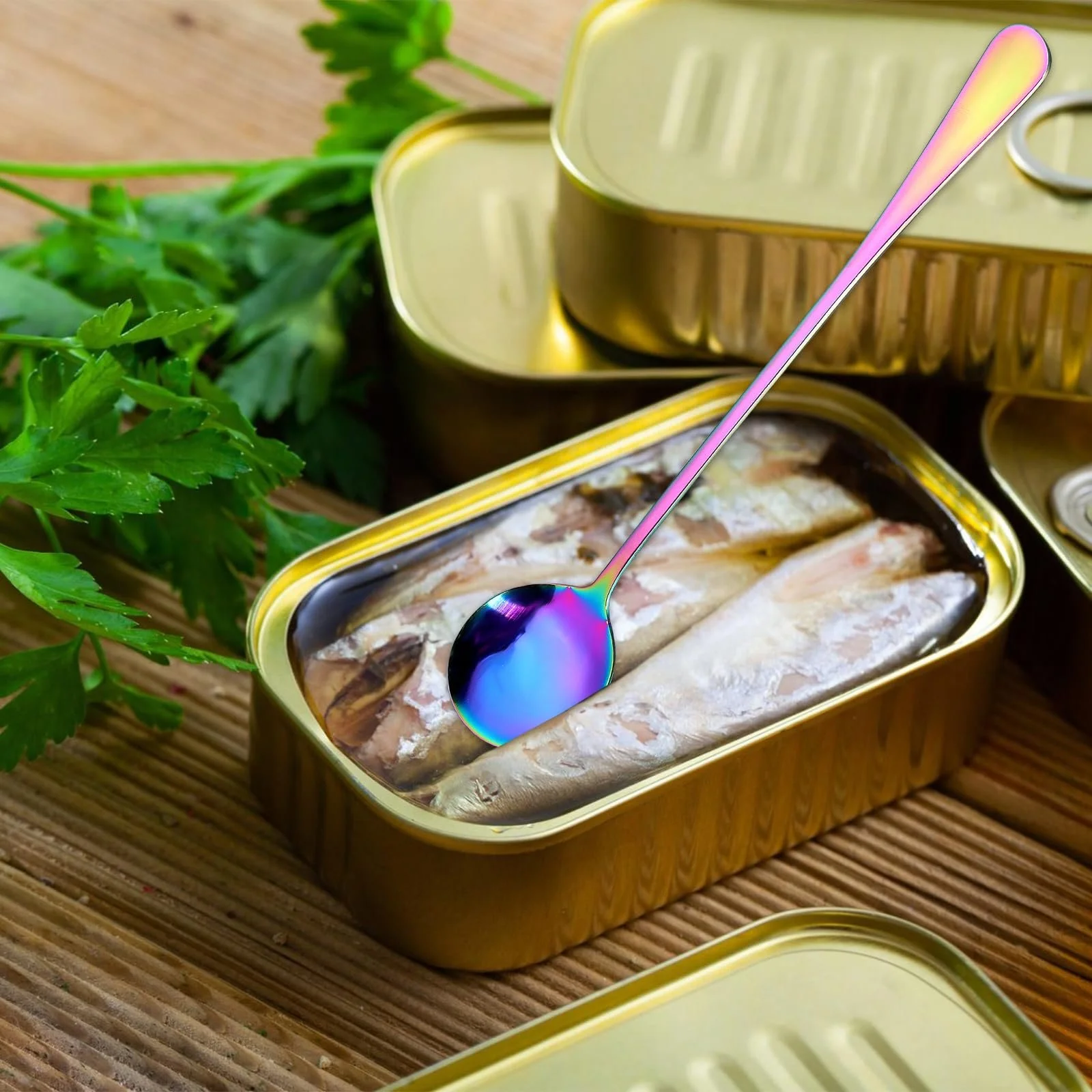 Набір з 4 кавових ложок з нержавіючої сталі, десертні, фото №6