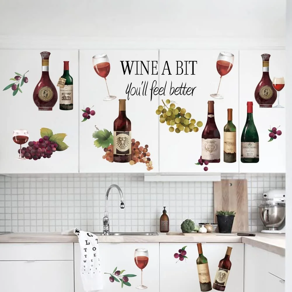 Наклейка на стіну Runtoo Vine Wine Bottle Kitchen, фото №3
