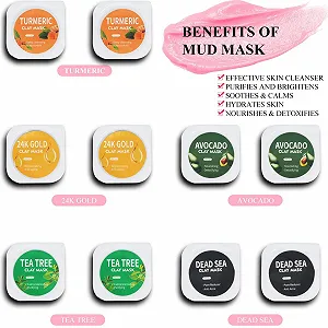 Маска для лица глиняная Aaenouicfs 20 Pods - Зеленый чай, Куркума, Грязь Мертвого моря, Роза, 24K Золото, Баклажан, Авокадо, Глубокое очищение пор, Удаление акне и черных точек, Уход за кожей лица для мужчин и женщин - Фото 1