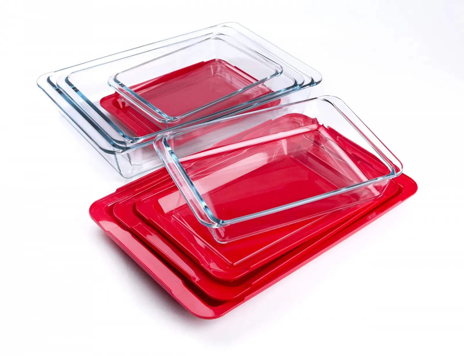 Набор форм для запекания из закаленного стекла с крышками прямоугольных 8 шт. 1 л, 1.7 л, 2.8 л, 4.2 л, фото №9