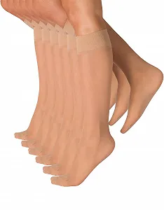 Носки Calzitaly 6 пар женских носков из эластичной лайкры Тонкие элегантные гольфы Черный, телесный 18 ден Сделано в Италии - Фото 1