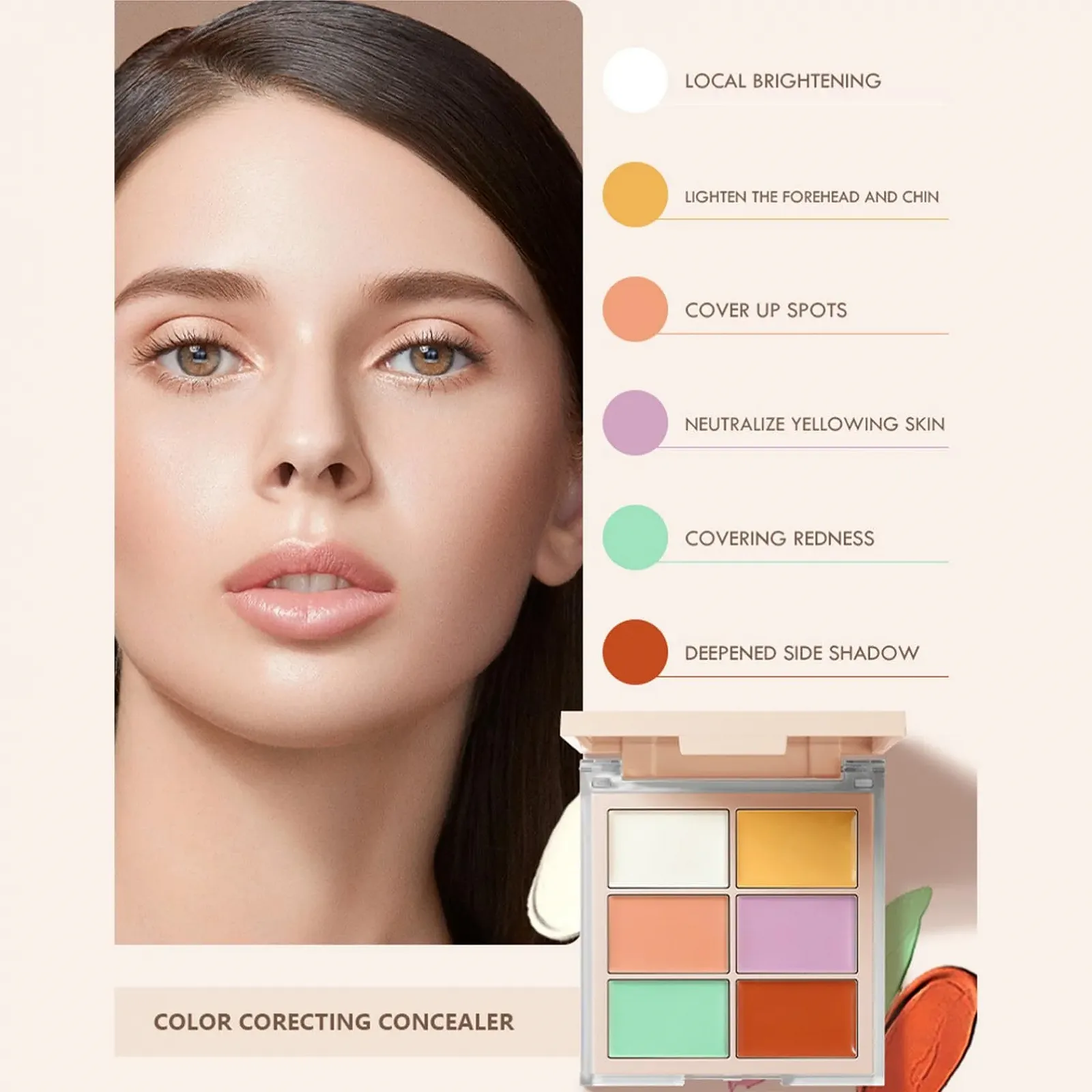 Палетка коректорів Colour Correction Palette 6 кольорів, кремова текстура (01), фото №4