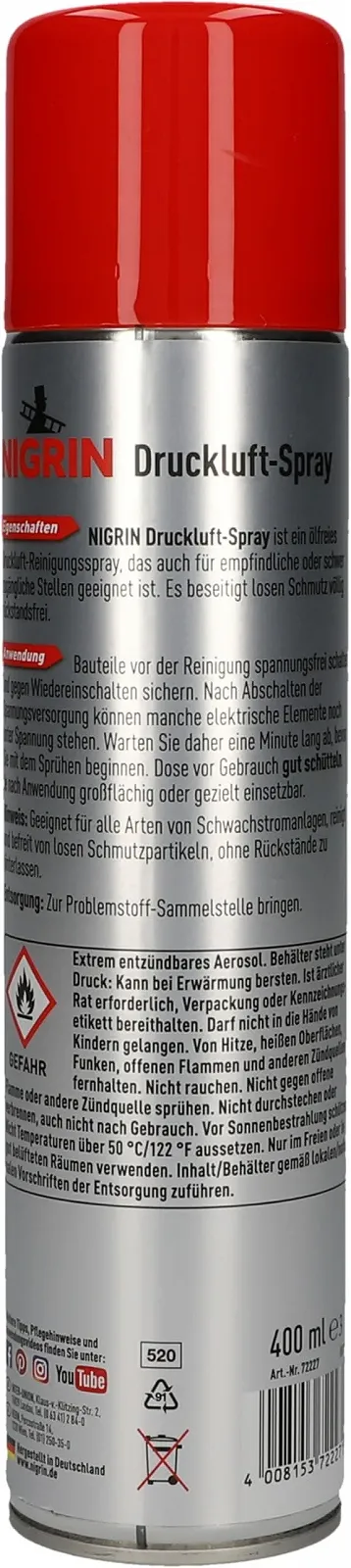 Стиснене повітря Nigrin 72227 400 мл, фото №5 Стиснене повітря Nigrin 72227 400 мл, фото №5