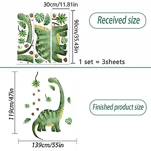 Наклейка на стіну Dinosaur XXL Динозаври рослини та вулкан Велика 139 x 176 см synthetic.ua - Фото 1