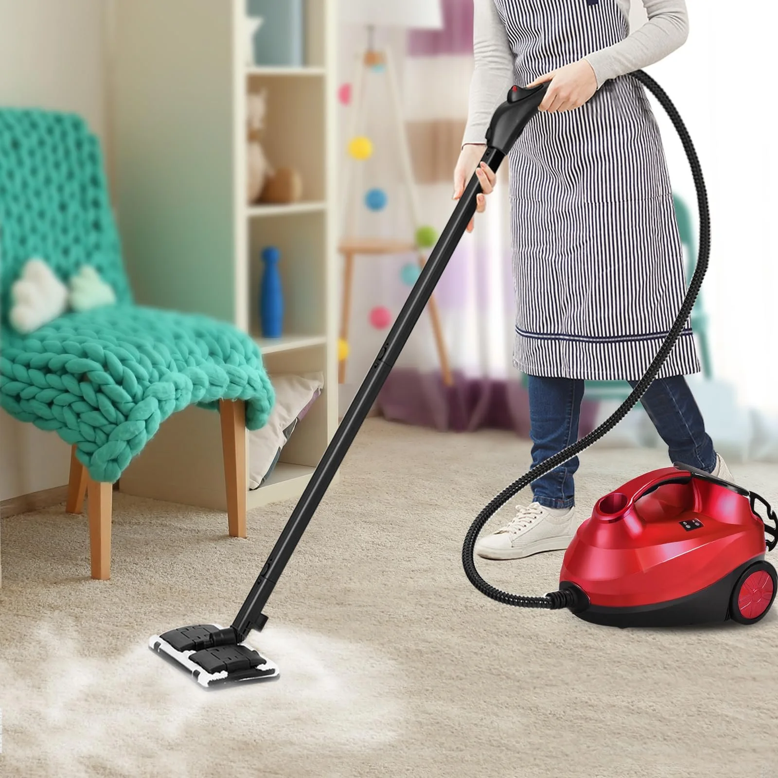 Пароочиститель SOARS 2000 Вт 4 бар 1.5 л с 19 аксессуарами Красный, фото №8 Пароочиститель SOARS 2000 Вт 4 бар 1.5 л с 19 аксессуарами Красный, фото №8