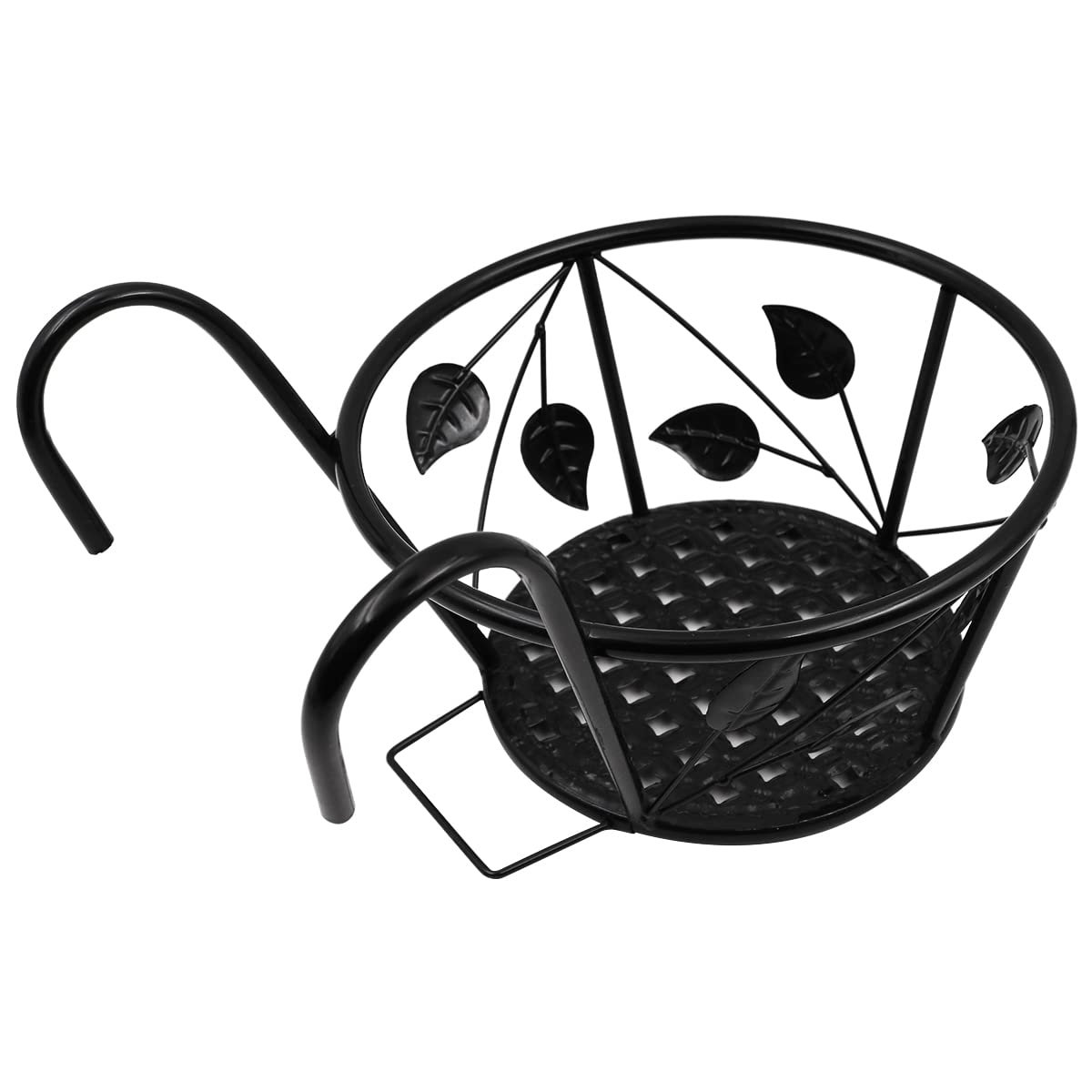 Підвісний тримач для квіткових горщиків Leaf Набір 3 шт. Круглий Для перил Залізний Чорний, фото №4