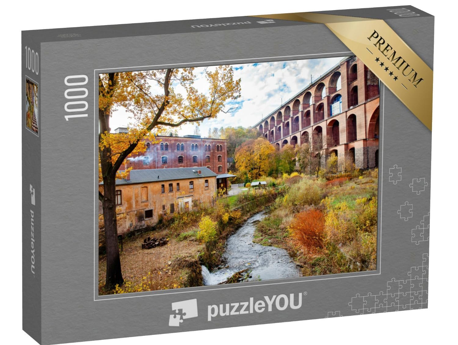 Пазл puzzleYOU "Ландшафт долины Гёльчталь с мостом Гёльчтальбрюкке, Нечкау, Фогтланд, Саксония" 1000 элементов, фото №1