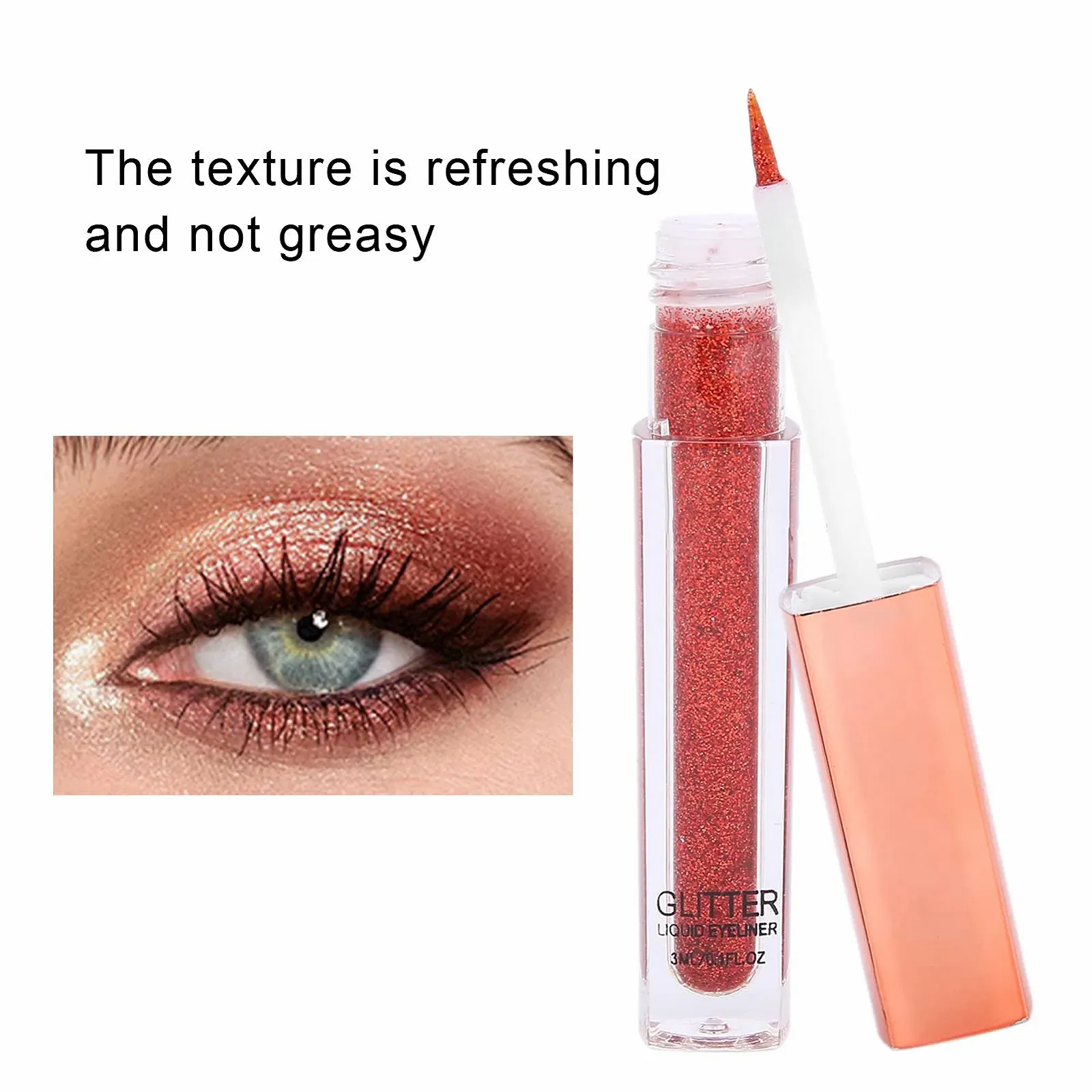 Рідка Підводка для очей з блискітками Водостійка з м'яким тонким пензликом, фото №2