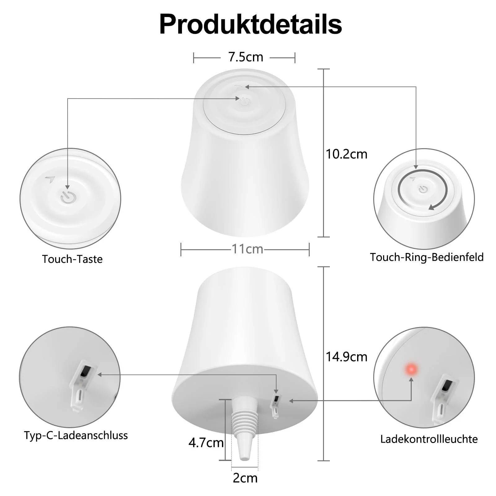 Настільна лампа для пляшок Suright LED бездротова акумуляторна RGB IP54, фото №4