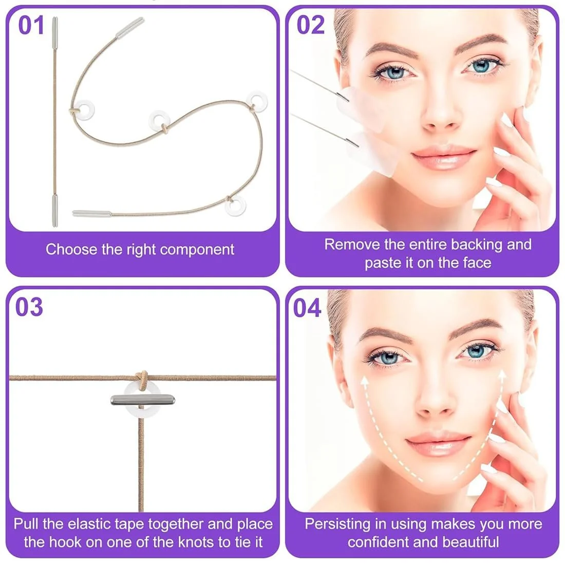 Набор лент для подтяжки лица GGUFAY, 20 штук + 4 подъемных шнура, фото №4