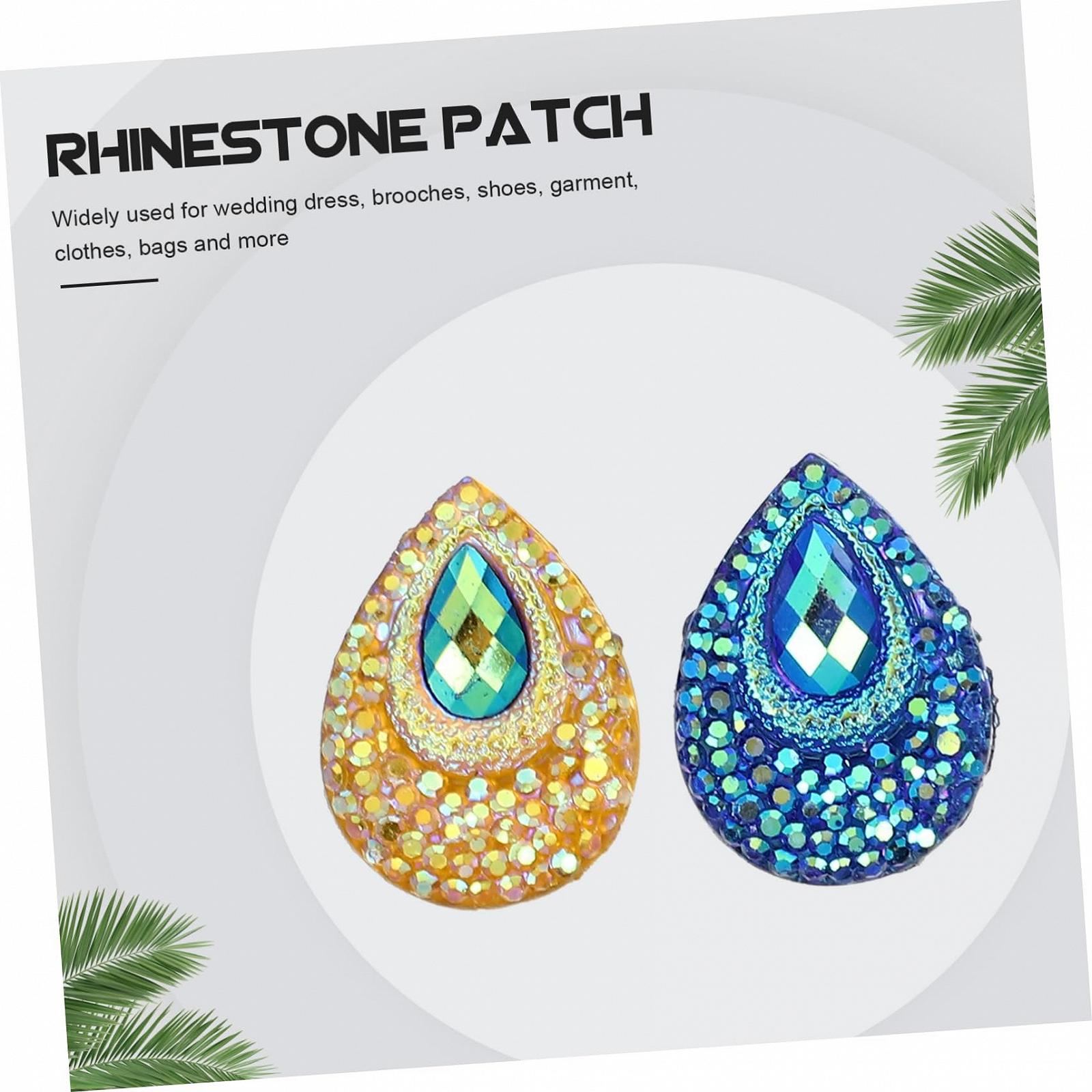 Стрази Краплеподібної Форми Плоска Задня Частина 100 штук Жовтий та Синій, фото №4