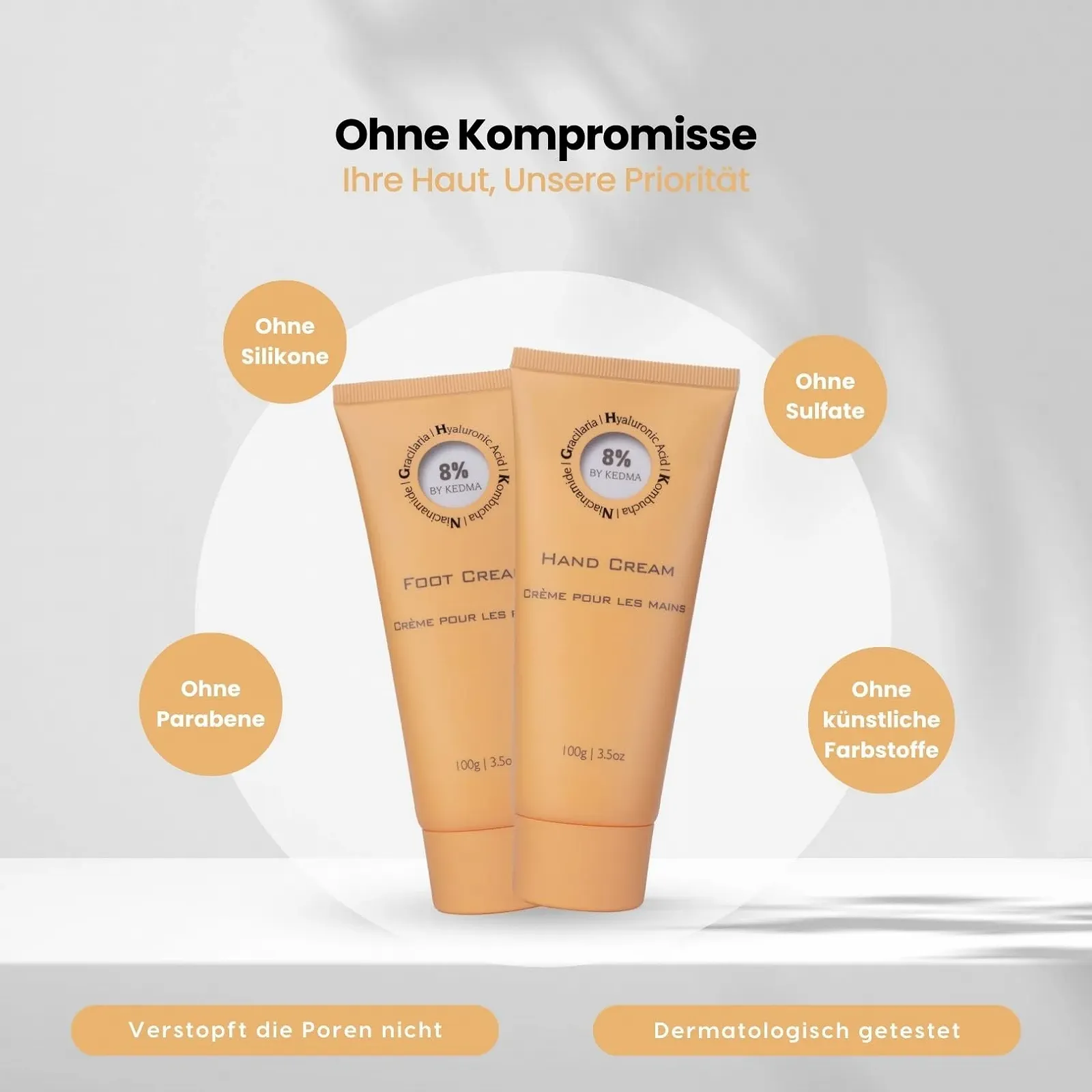 Крем для рук и ног 8% Набор для увлажнения и восстановления - Комбуча, гиалуроновая кислота и ниацинамид - для всех типов кожи - 2 x 100 г, фото №4