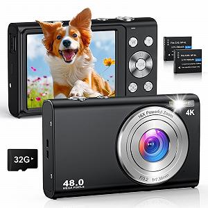 Цифровой фотоаппарат 4K Brand 48MP с автофокусом, карта 32 ГБ, 16-кратный цифровой зум, компактный, 2 аккумулятора, для начинающих - Фото 1
