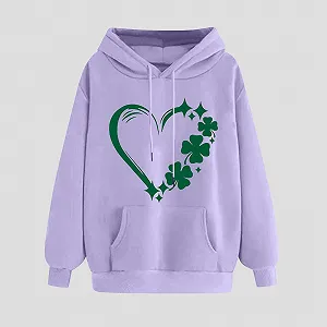 Худи tsaChick Женская Празднование Дня Святого Патрика С карманом Напечатанный С открытыми плечами Длинный рукав С капюшоном Толстовка Красный synthetic.ua - Фото 1