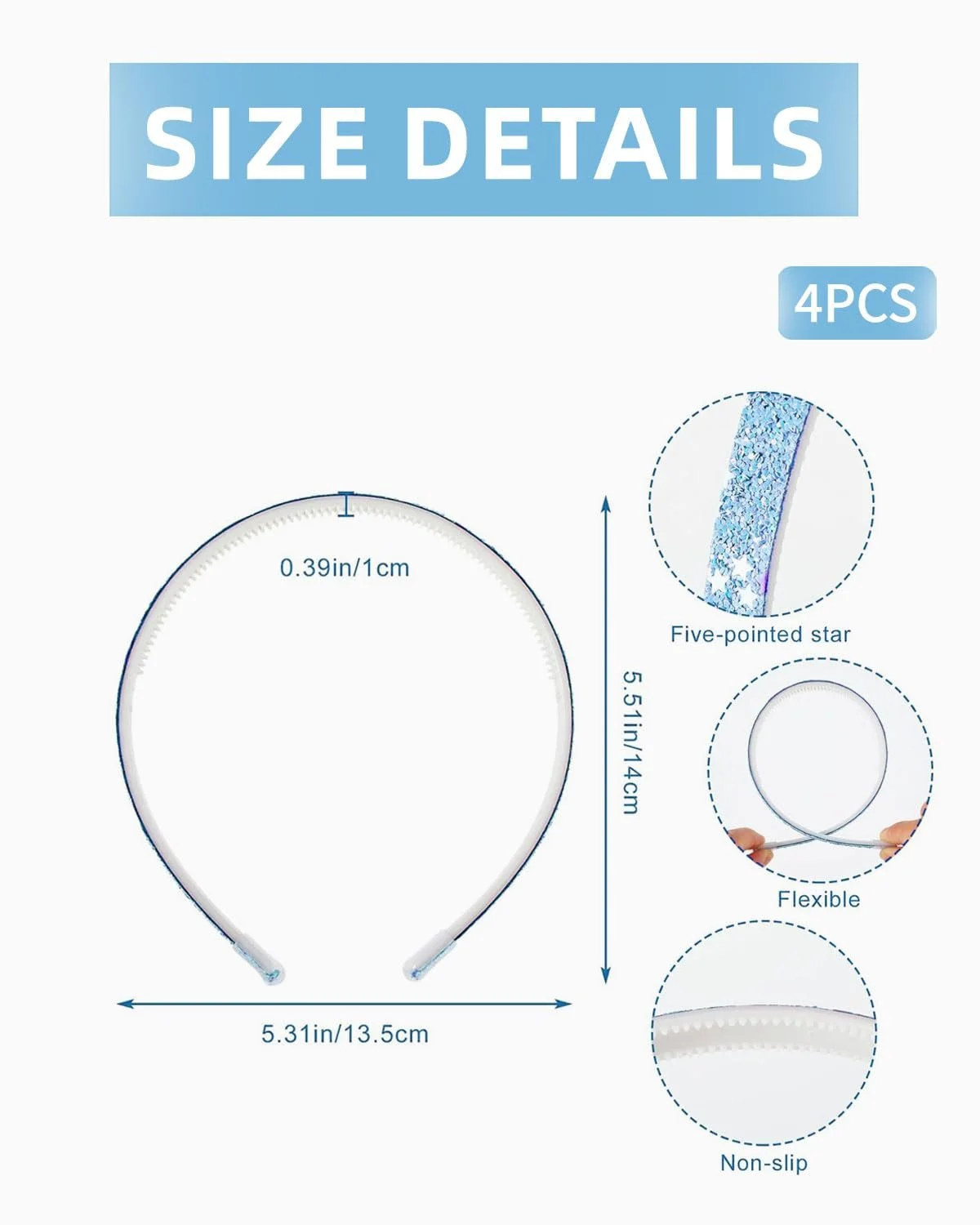 Набір з 4 блискучих обручів для волосся, фото №2