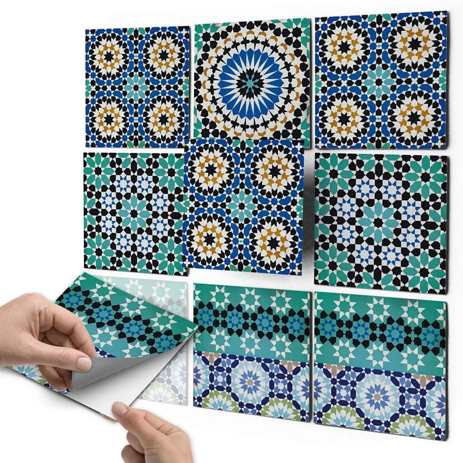 Наклейки на плитку creatisto Бірюзовий мозаїчний візерунок 15 x 15 см 18 шт., фото №1