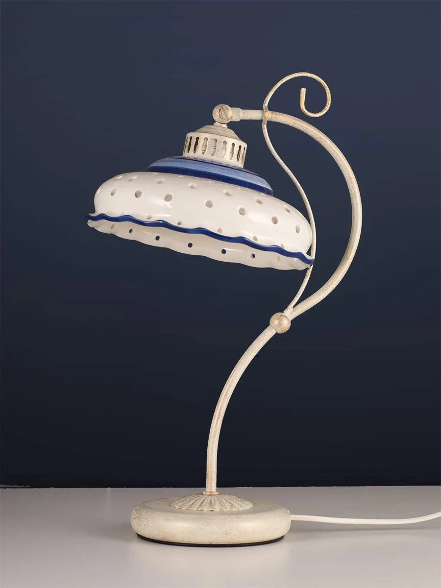 Настільна лампа 4071410 кераміка E27 античний білий синій, фото №3