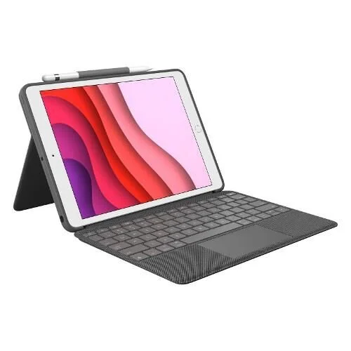 Клавіатура з чохлом Logitech Combo Touch для iPad 7, 8, 9 покоління / 10.2 "/ Smart Connector / Підсвітка / Сіра, фото №2