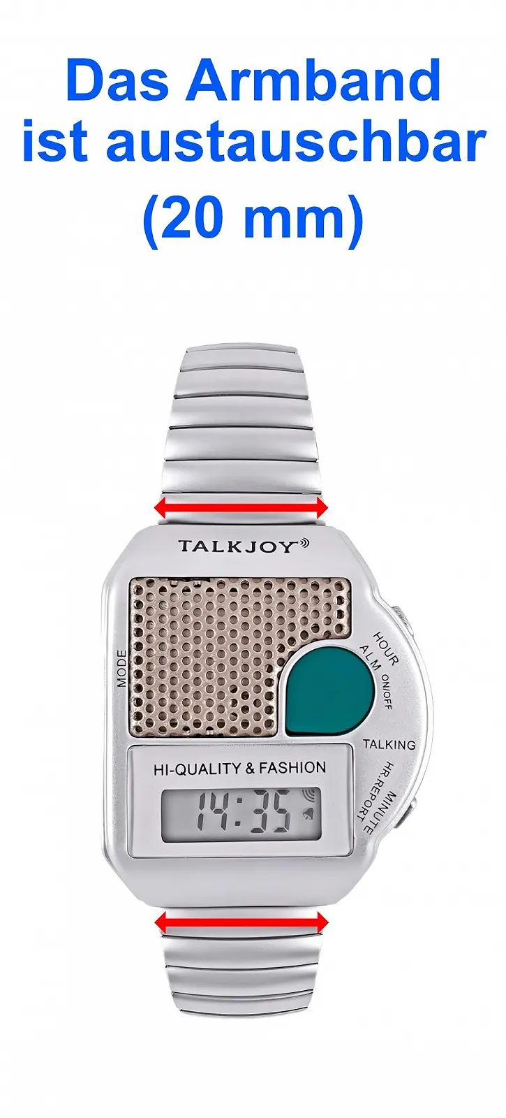 Говорящие часы TalkJoy с металлическим ремешком, будильник, голосовое объявление времени для слабовидящих, кнопочное управление, фото №6 Говорящие часы TalkJoy с металлическим ремешком, будильник, голосовое объявление времени для слабовидящих, кнопочное управление, фото №6