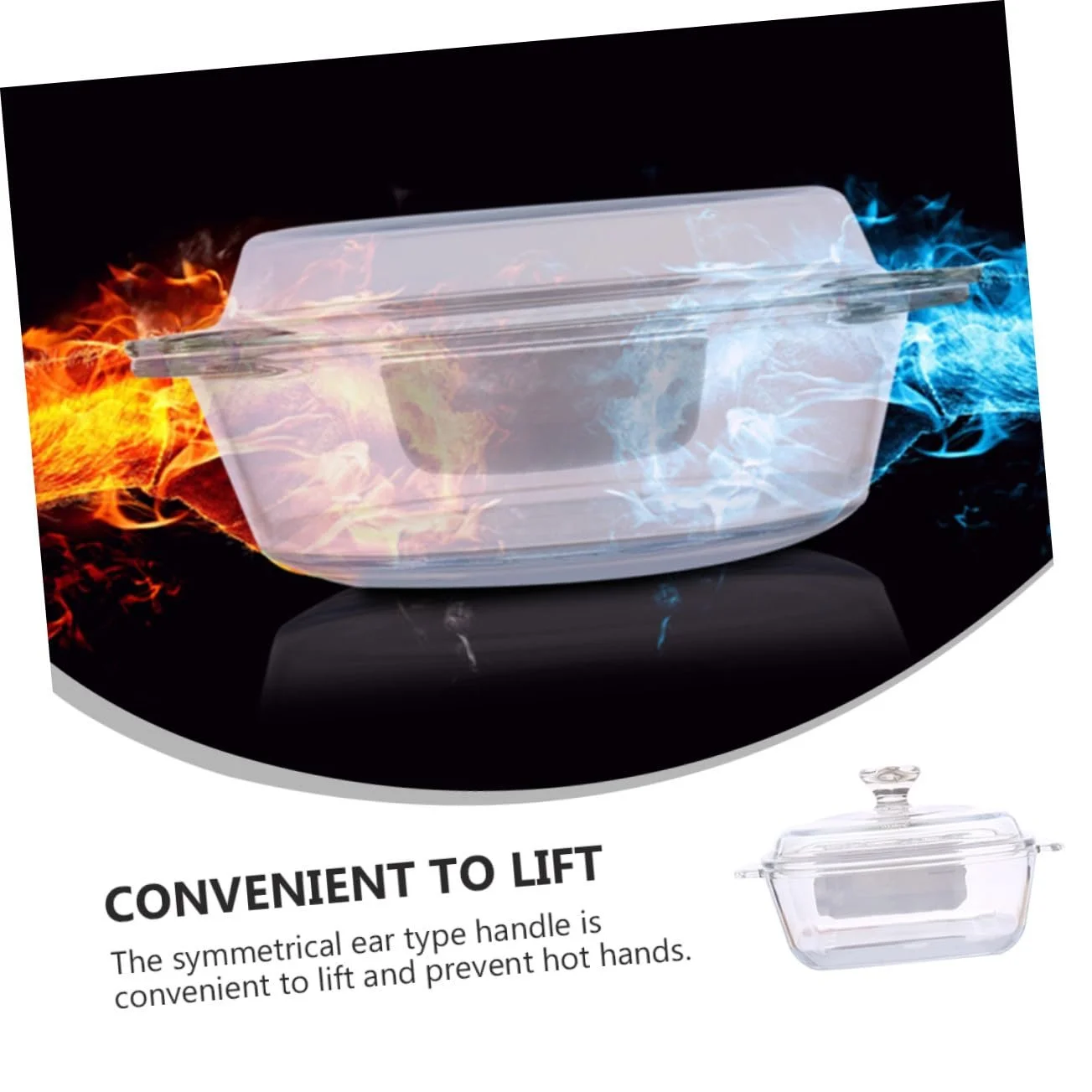 Миска NOLITOY Стеклянная с крышкой Термостойкая Квадратная Белая, фото №9