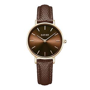 Женские часы BURKER Ruby Petite круглые классические аналоговые водонепроницаемые 3 ATM, золотисто-коричневые, 28 мм - Фото 1