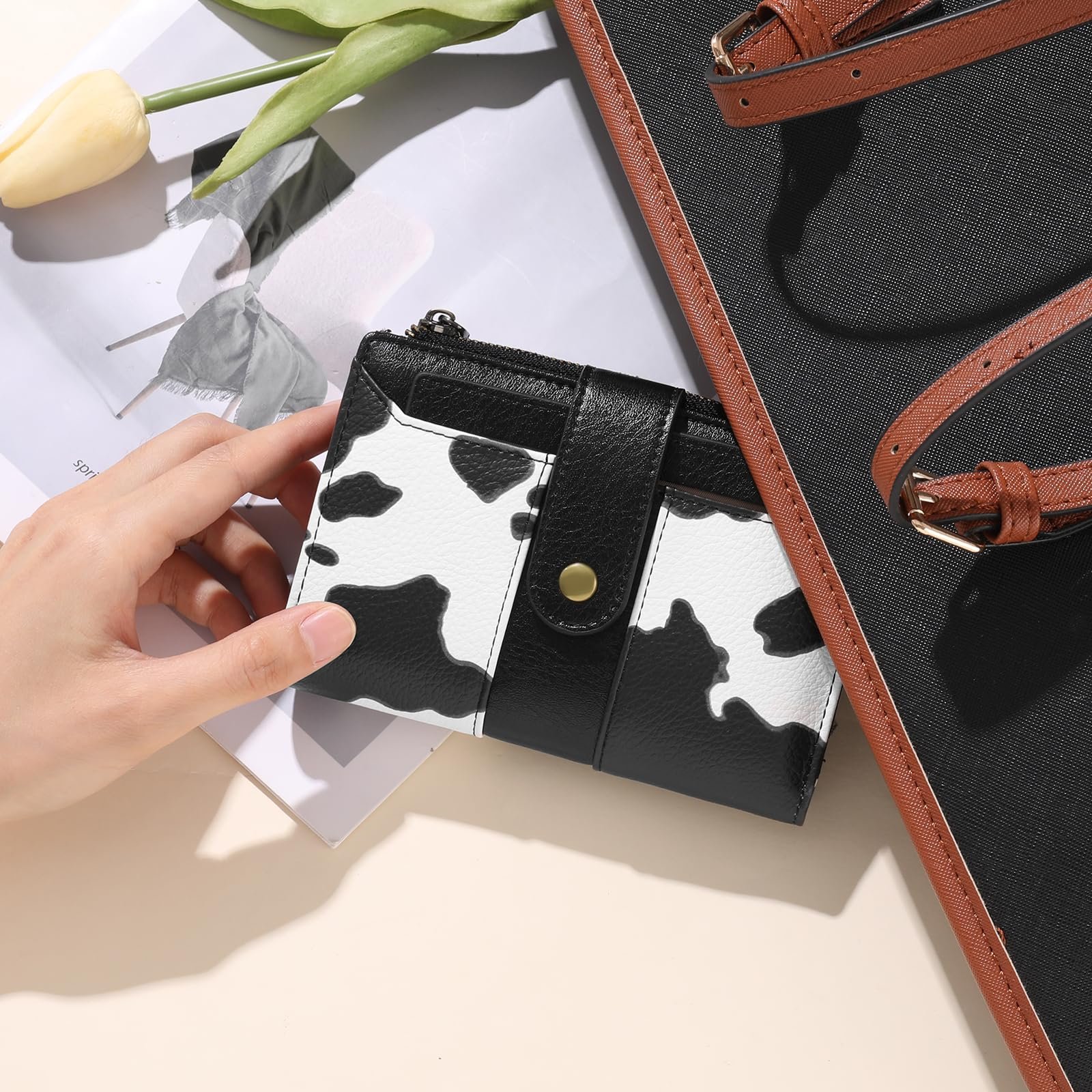 Кошелек SENDEFN Женский Кожаный RFID защита Черный, фото №6