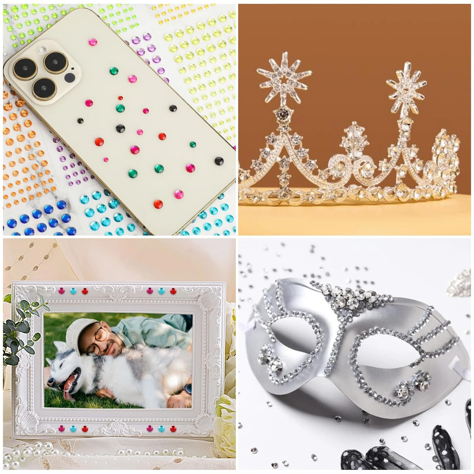 Самоклеючі блискучі стрази Larrel, 3/4/5/6 мм, 3300 шт, різних кольорів, фото №6