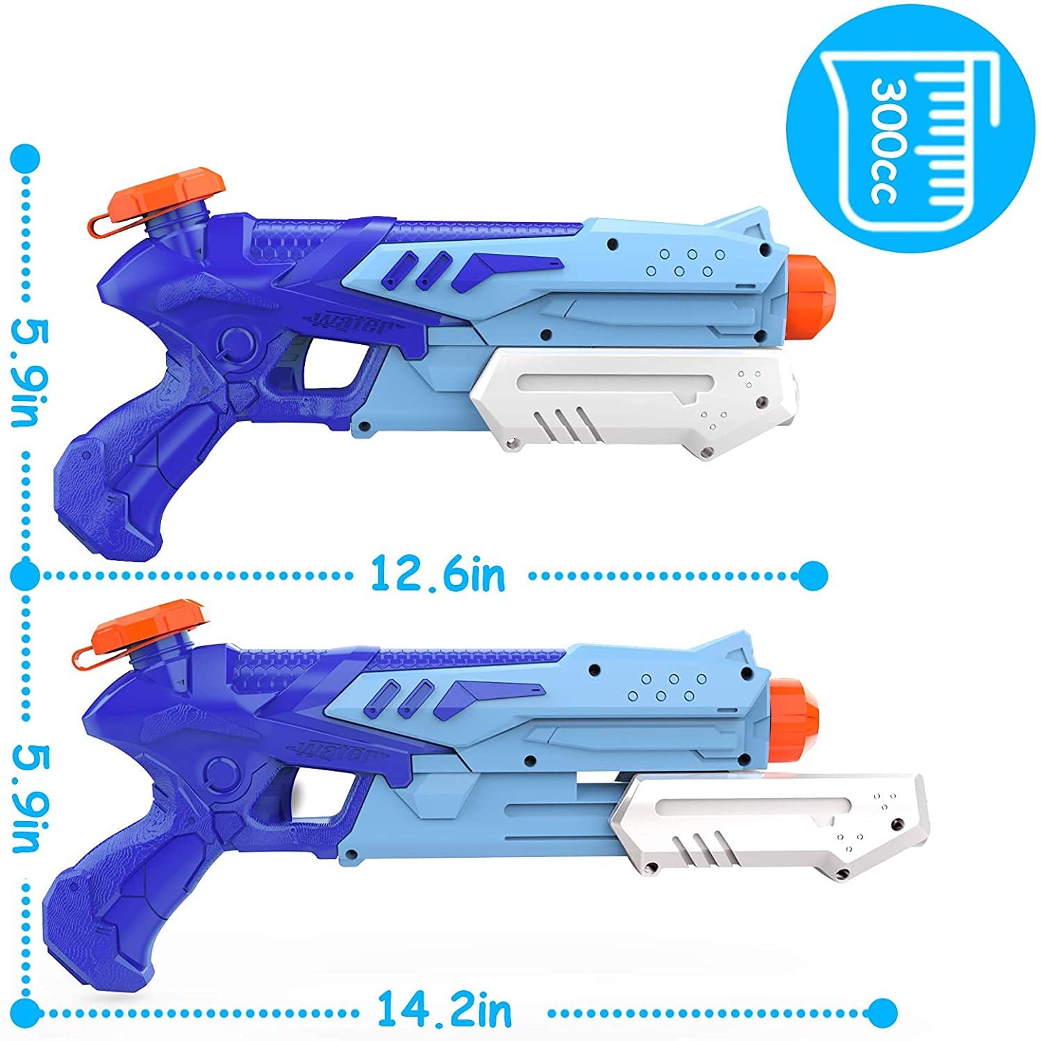 Пистолет водяной Kiztoys Super Squirt 300 мл, дальность 10 метров, 2 шт, фото №2