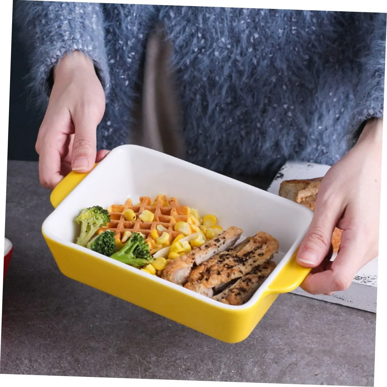 Форма для запікання BESTYASH керамічна прямокутна термостійка з кришкою жовта, фото №8 Форма для запікання BESTYASH керамічна прямокутна термостійка з кришкою жовта, фото №8