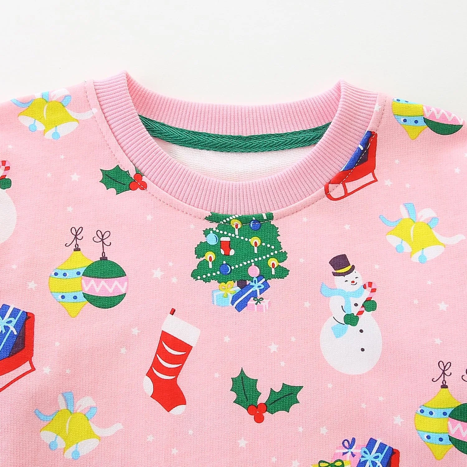 Рождественский джемпер для девочек Детская рождественская одежда Толстовки с оленями Хлопковая теплая рождественская рубашка с длинными рукавами 1-7 лет, фото №4